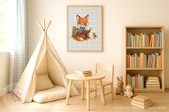 Watercolour Fox Reading Clipart PNG Woodland Animal Clip Art Product Image 3