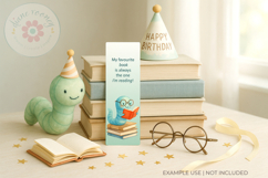 Bookworm Wearing Glasses Clipart PNG Worm Reading a Book Product Image 3