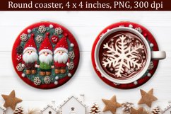 3d Christmas Coaster,Round Coaster,Gnome Christmas Sublimati Product Image 1