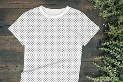 Mockup t-shirt man woman Christmas decoration on dark wooden background PSD smart object full wrap