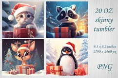 Christmas tumbler wrap with cute animals, 20 oz Christmas Product Image 2