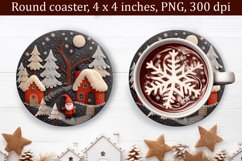 3d Christmas Coaster, Round Christmas Coaster Sublimation Product Image 1