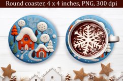 3d Christmas Coaster, Round Christmas Coaster Sublimation Product Image 1