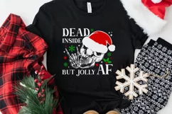 Dead inside but jolly AF PNG, Christmas shirt SVG, Skull Product Image 2