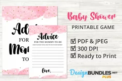 Baby Girl Shower, Advice For Mom To Be, Printable Party Game Product Image 1
