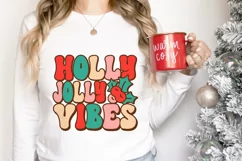 Holly Jolly Vibes SVG, Holly Jolly SVG, Groovy Christmas Product Image 2