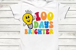 100 Days Brighter SVG,V100 Days of School PNG, Teacher shirt Product Image 2