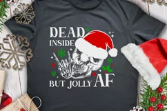 Dead inside but jolly AF PNG, Christmas shirt SVG, Skull Product Image 3