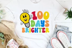100 Days Brighter SVG,V100 Days of School PNG, Teacher shirt Product Image 3