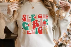 Sleigh Girl Sleigh SVG, Retro Christmas PNG Product Image 3