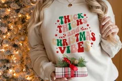 Thick thighs and Christmas vibes PNG, Retro Christmas SVG Product Image 4