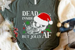 Dead inside but jolly AF PNG, Christmas shirt SVG, Skull Product Image 4