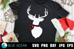 Reindeer head svg, Reindeer SVG, Reindeer Plaid SVG Product Image 3