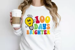 100 Days Brighter SVG,V100 Days of School PNG, Teacher shirt Product Image 4