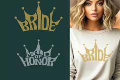 Bride and Maid of Honor Cut Files | Crown Word Art Product Image 1