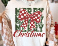 Merry Christmas Checkered Ribbon SVG PNG File Product Image 2