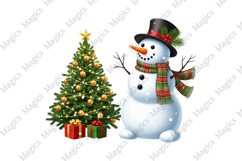 Watercolor Black Gold Christmas Snowman Product Image 1
