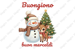 Christmas Snowman With Reindeer PNG Product Image 1