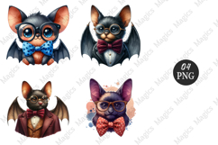 Bat wearing glasses and a bowtie Clipart Product Image 1