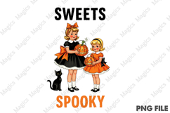 Vintage Halloween Girls PNG Sublimation Product Image 2