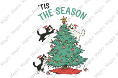 Cats Messing with Christmas Tree PNG Product Image 1