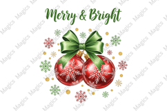Retro Christmas Ornaments Bow PNG Product Image 1