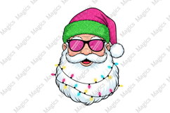 Pink Glitter Santa PNG Product Image 1
