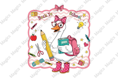 Cute Back to School Goose Clipart PNG Product Image 1