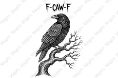 Gothic Halloween F-Caw-F Black Crow PNG Product Image 1