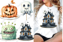 Watercolor Halloween Cake Clipart Design Product Image 1