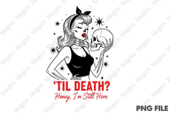 Halloween Pin-up Girl with Skull PNG Product Image 2