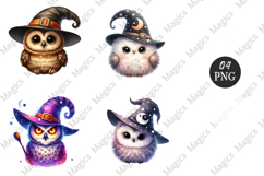 Owl wearing a witch hat Clipart PNG Product Image 1