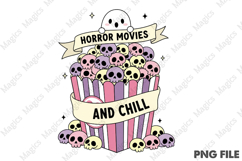 Pink Halloween Popcorn PNG Sublimation Product Image 1