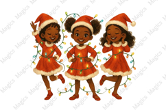 3 Little Black Girls Christmas Png Product Image 1