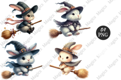 Witch bunny flying on a broom Sublimation Png Product Image 1