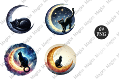 Black cat on a crescent moon Clipart Product Image 1