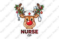 Christmas Nurse Life Reindeer PNG Product Image 1