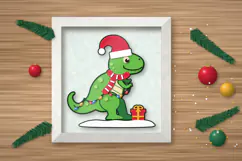3D Layered Christmas T-Rex SVG Product Image 3