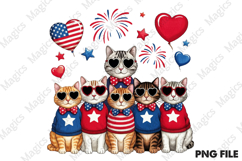 4th of July Patriotic Cat Sublimation Product Image 1