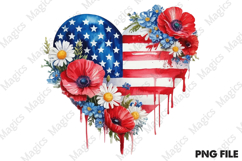 4th of July Patriotic USA Flowers Heart Product Image 1