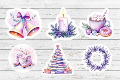 Watercolor Purple Christmas Stickers PNG Product Image 3