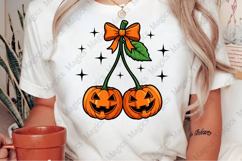 Pumpkin Cherries Halloween Bow Fall PNG Product Image 2