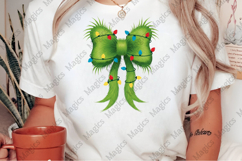 Festive Green Grinch Bow Christmas PNG Product Image 2