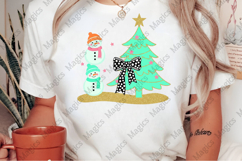 Coquette Glitter Christmas Snowman PNG Product Image 2