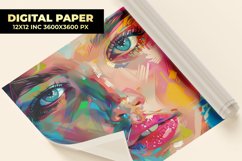 Woman Painting Digital Paper Product Image 1