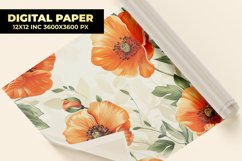 Orange Floral Digital Paper Product Image 1