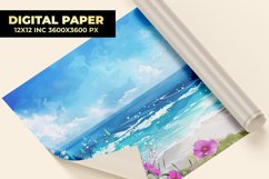 Beach With Flowers Digital Paper Product Image 1