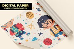 Cartoon School Child Digital Paper Product Image 1