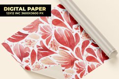 Watercolor Red Floral Digital Paper Product Image 1