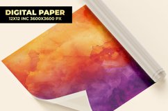 Orange Purple Watercolor Digital Paper Product Image 1